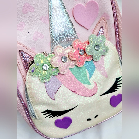 OMG Miss Gwen Unicorn Small/Mini Backpack Glitter Pink 9"×10"×3" - Picture 3 of 15
